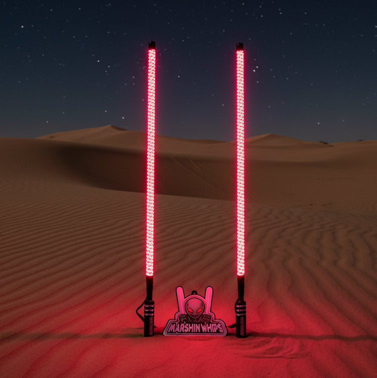 V2 Black Out LED Whip Set: The Ultimate Stealth-Marshin Whips-1 FT-White-Black Market UTV