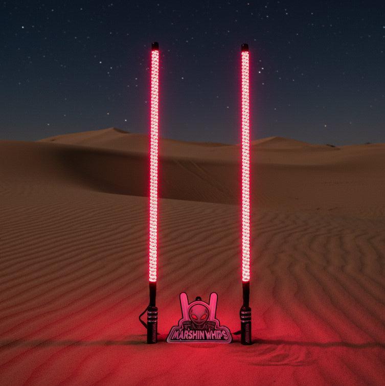 V2 Black Out LED Whip Set: The Ultimate Stealth-Marshin Whips-1 FT-Pink-Black Market UTV