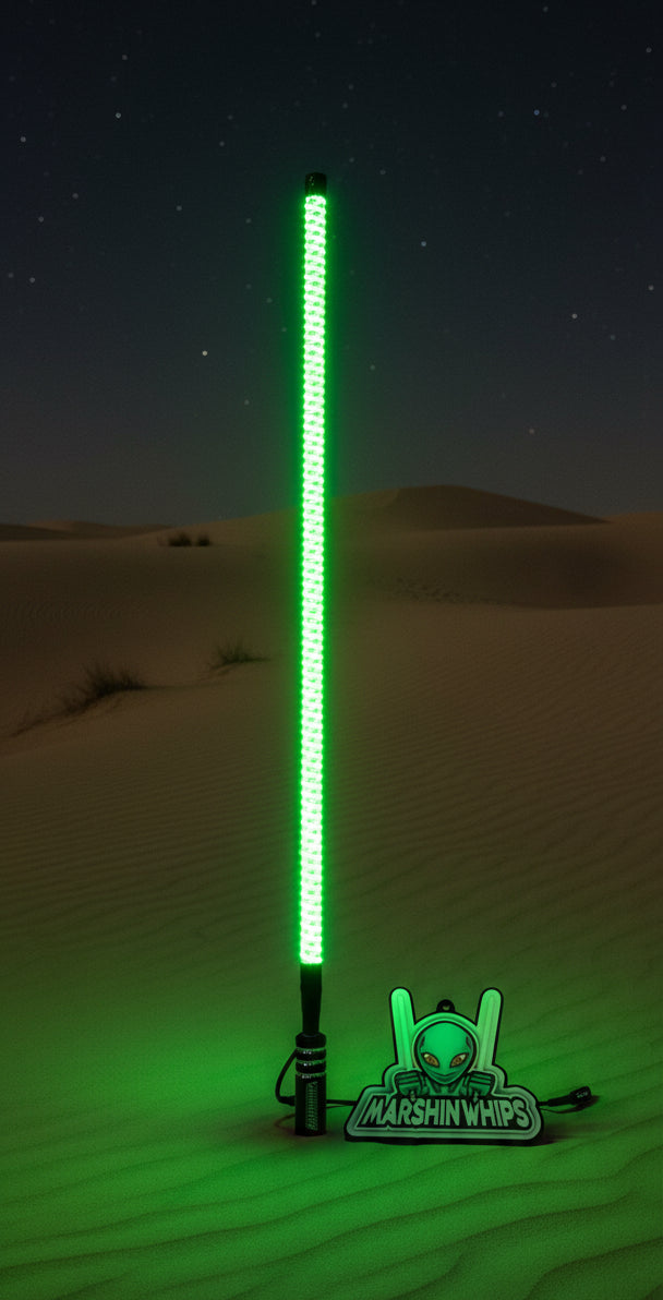 V2 Black Out LED Whip: The Ultimate Stealth Single-Marshin Whips-1 FT-White-Black Market UTV