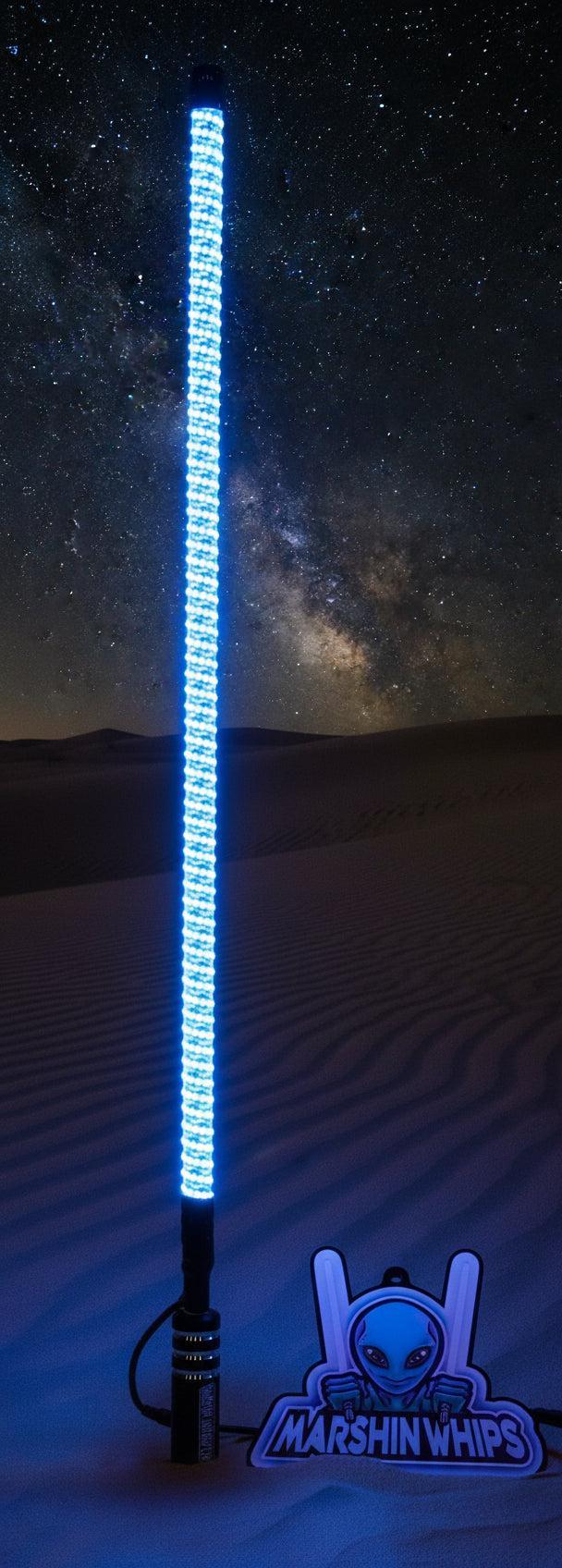 V2 Black Out LED Whip: The Ultimate Stealth Single-Marshin Whips-1 FT-White-Black Market UTV