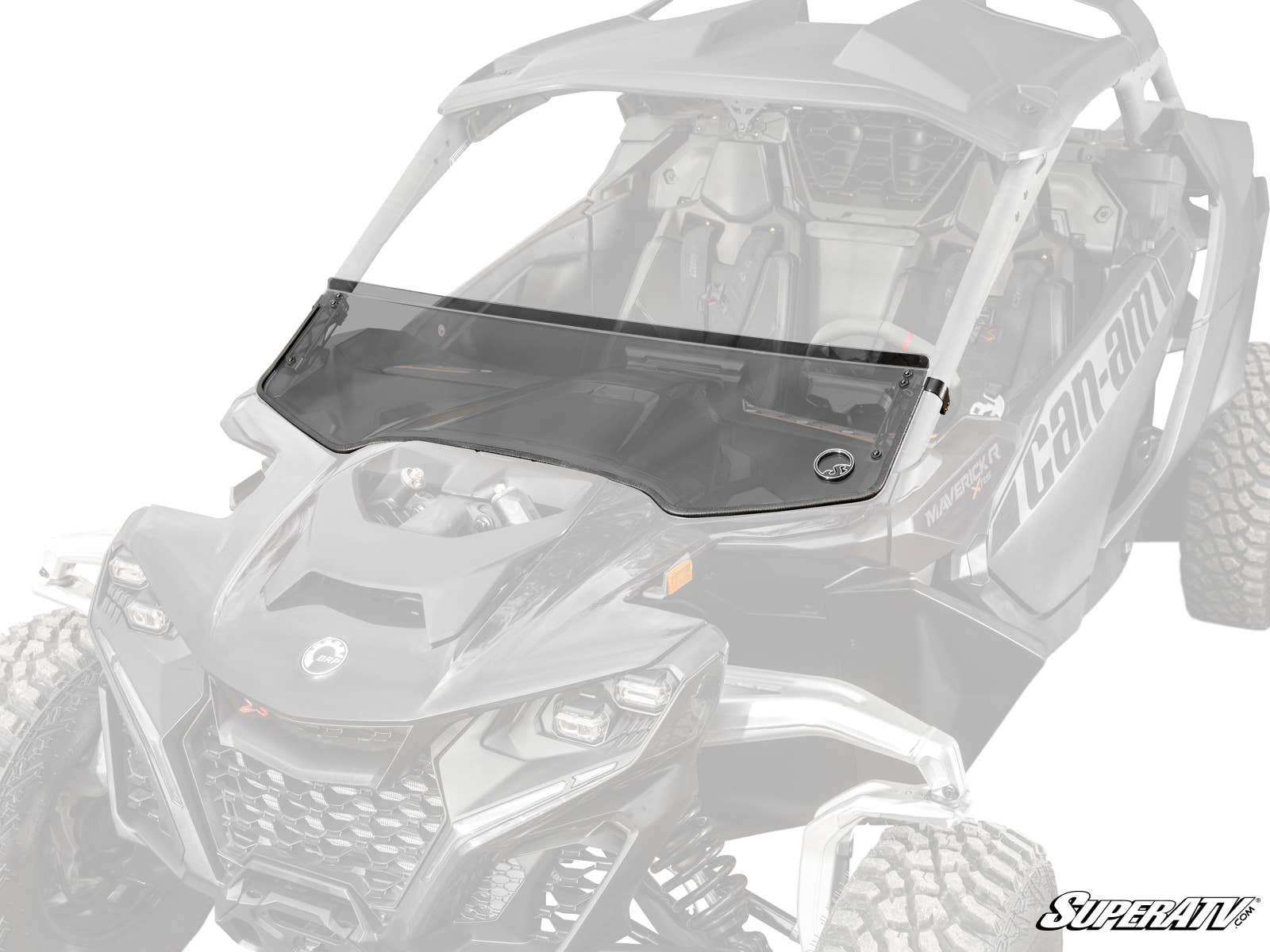 CAN-AM MAVERICK R SCRATCH-RESISTANT HALF WINDSHIELD-Windshield-Super ATV-Scratch Resistant Polycarbonate - Clear-Black Market UTV