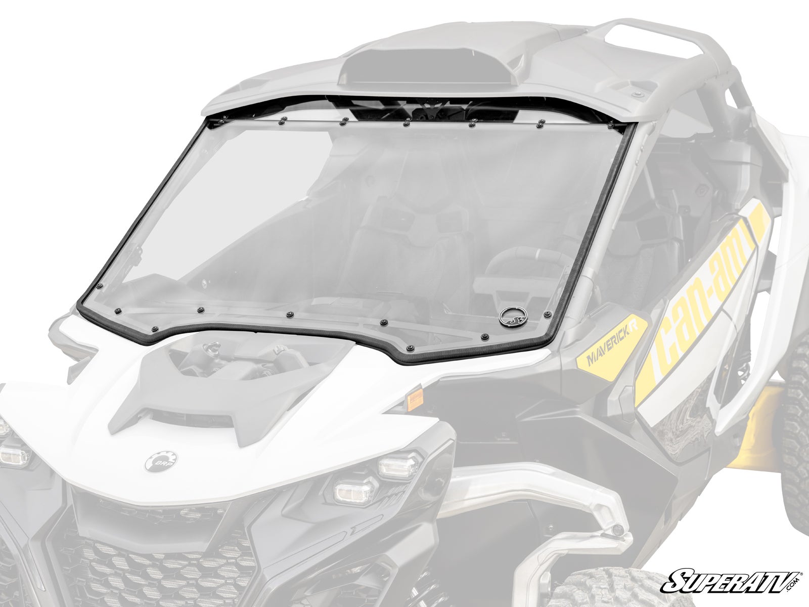 CAN-AM MAVERICK R SCRATCH-RESISTANT FULL WINDSHIELD-Windshield-Super ATV-Scratch Resistant Polycarbonate - Clear-Black Market UTV