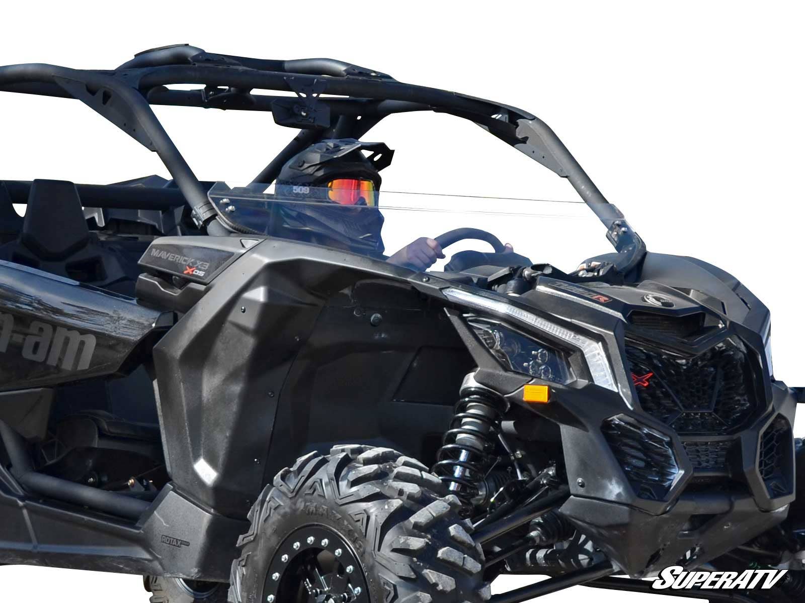 CAN-AM MAVERICK X3 HALF WINDSHIELD-Windshield-Super ATV-Scratch Resistant Polycarbonate - Clear-Black Market UTV