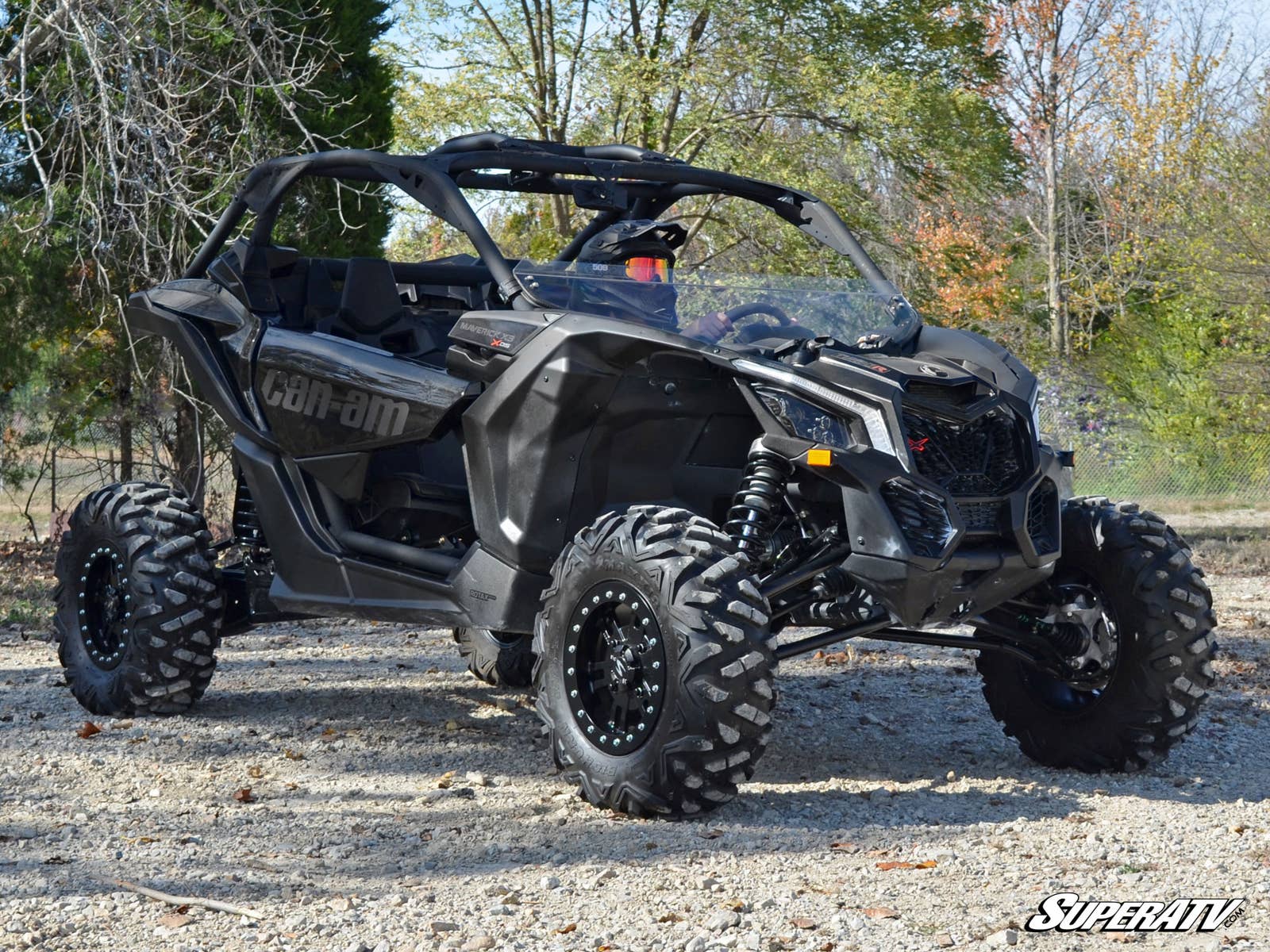 CAN-AM MAVERICK X3 HALF WINDSHIELD-Windshield-Super ATV-Scratch Resistant Polycarbonate - Clear-Black Market UTV