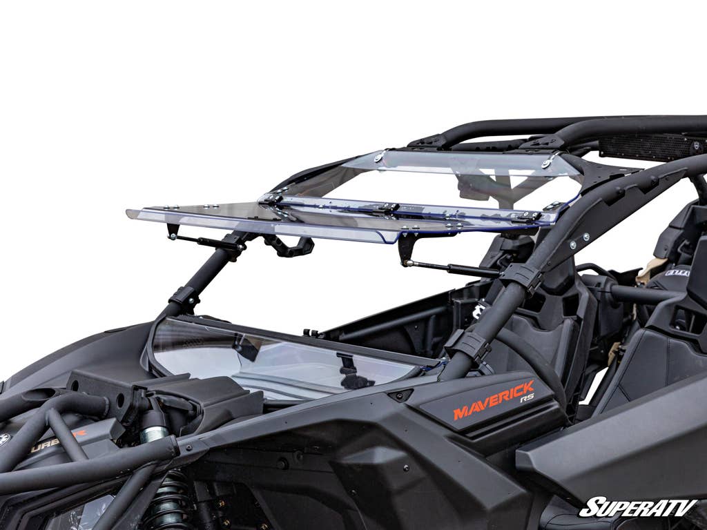 CAN-AM MAVERICK X3 FLIP WINDSHIELD-Windshield-Super ATV-Scratch Resistant Polycarbonate - Clear-Black Market UTV