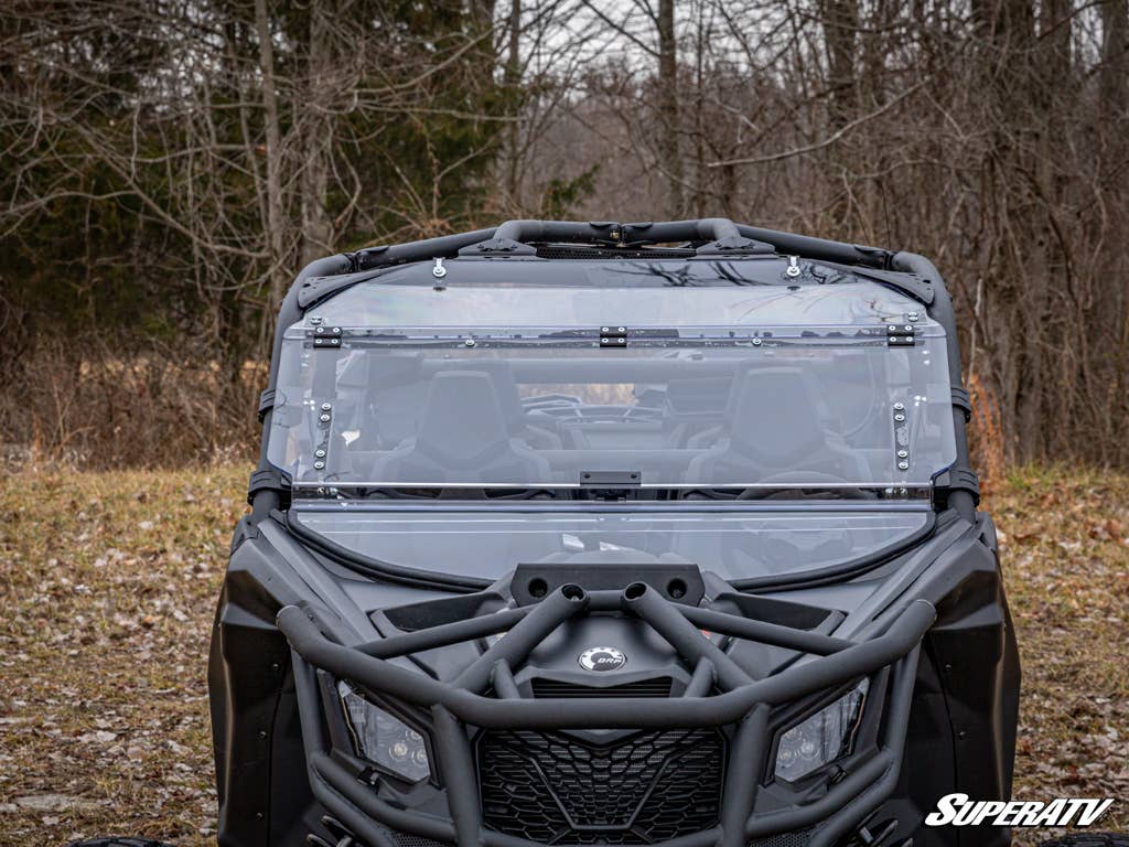 CAN-AM MAVERICK X3 FLIP WINDSHIELD-Windshield-Super ATV-Scratch Resistant Polycarbonate - Clear-Black Market UTV