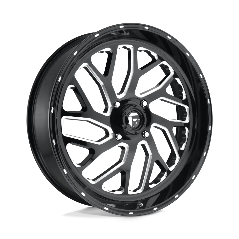 FUEL WHEELS TRITON-Wheels-Fuel Wheels-GLOSS BLACK MILLED-24&quot; diameter - 24X7 13mm offset - 4X137 bolt pattern-Black Market UTV