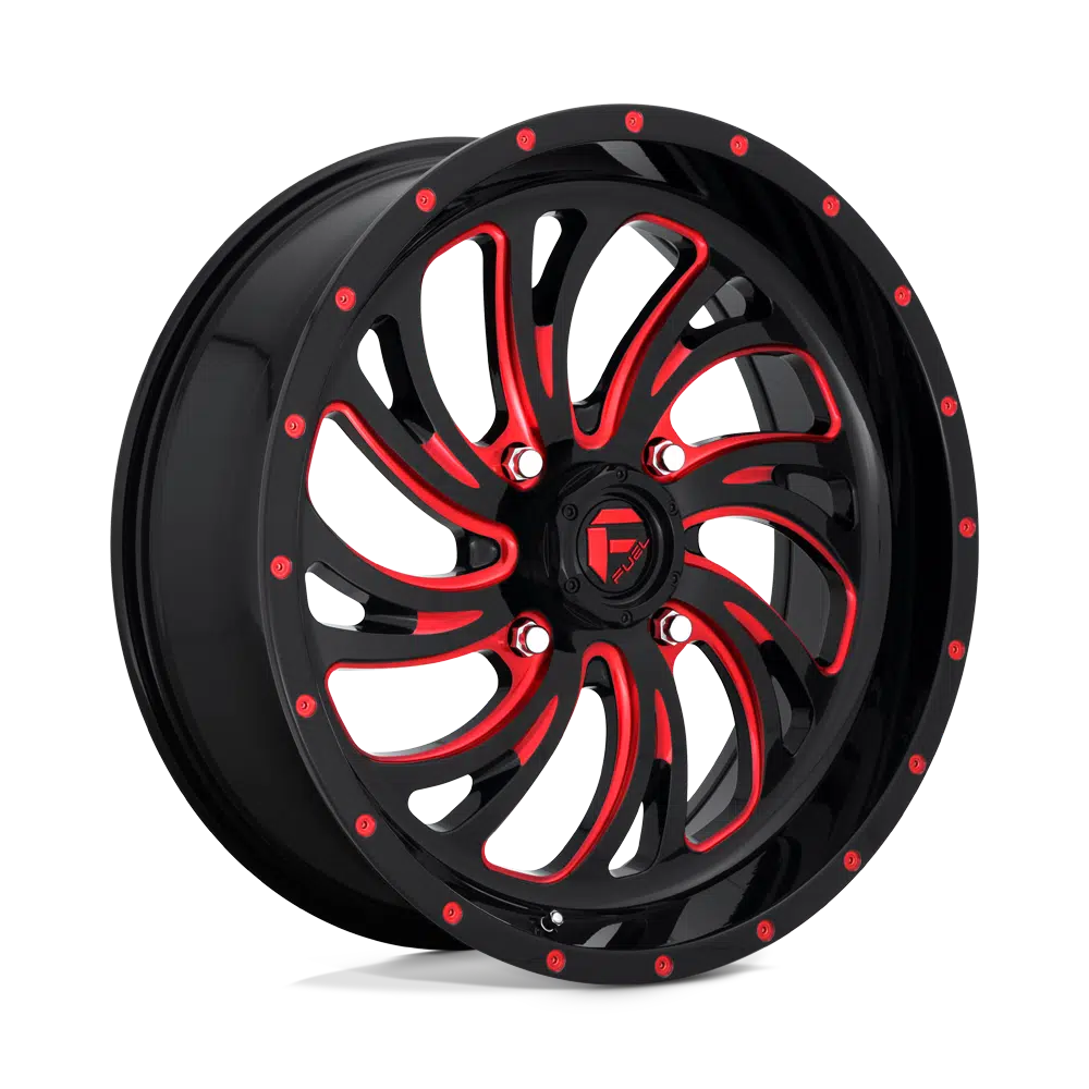 FUEL WHEELS KOMPRESSOR-Wheels-Fuel Wheels-GLOSS BLACK RED TINTED CLEAR-18&quot; diameter - 18X7 13mm offset - 4X137 bolt pattern-Black Market UTV