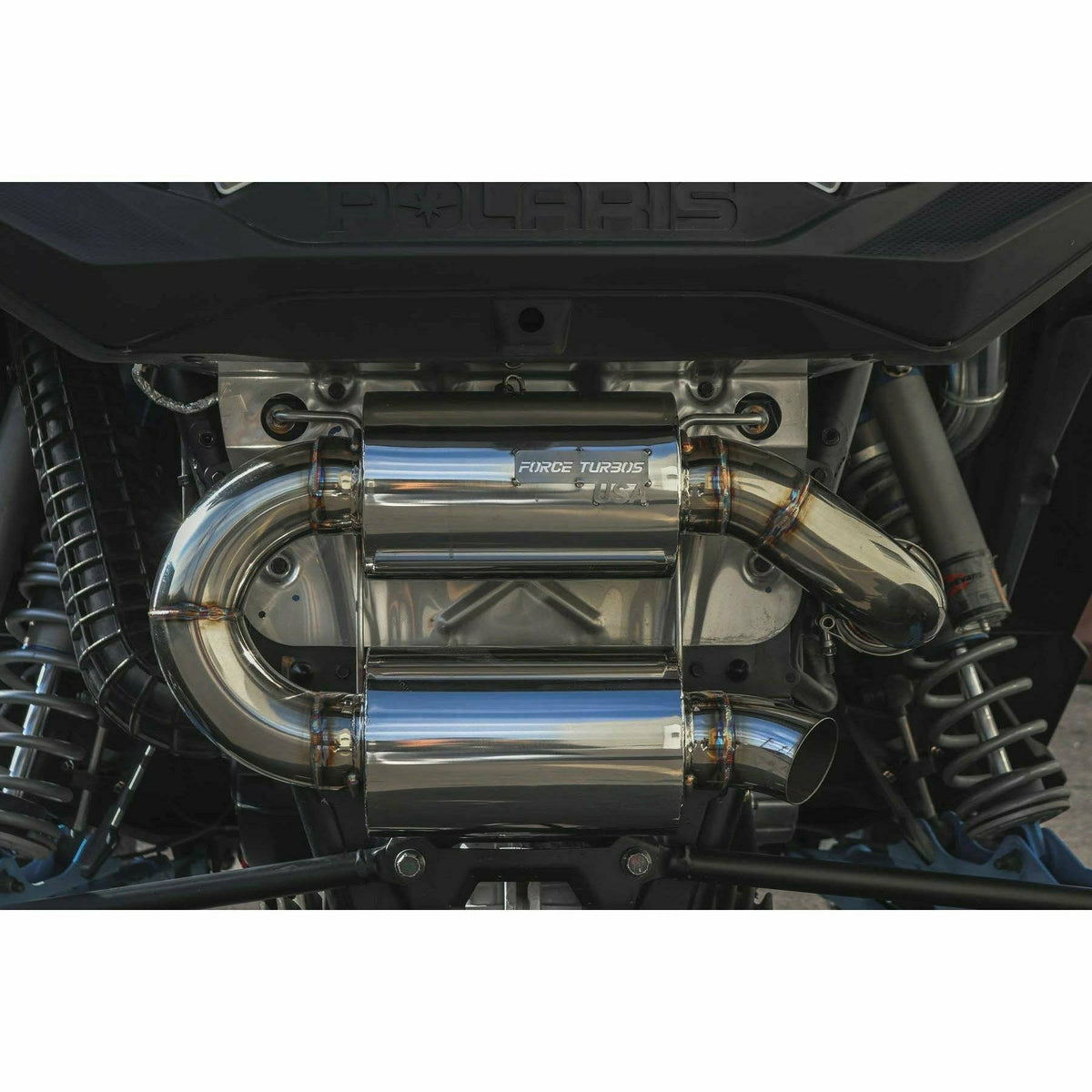 POLARIS RZR 3&quot; FULL TURBO BACK EXHAUST-Exhaust-Force Turbos-RZR XP Turbo-No Resonator-Black Market UTV