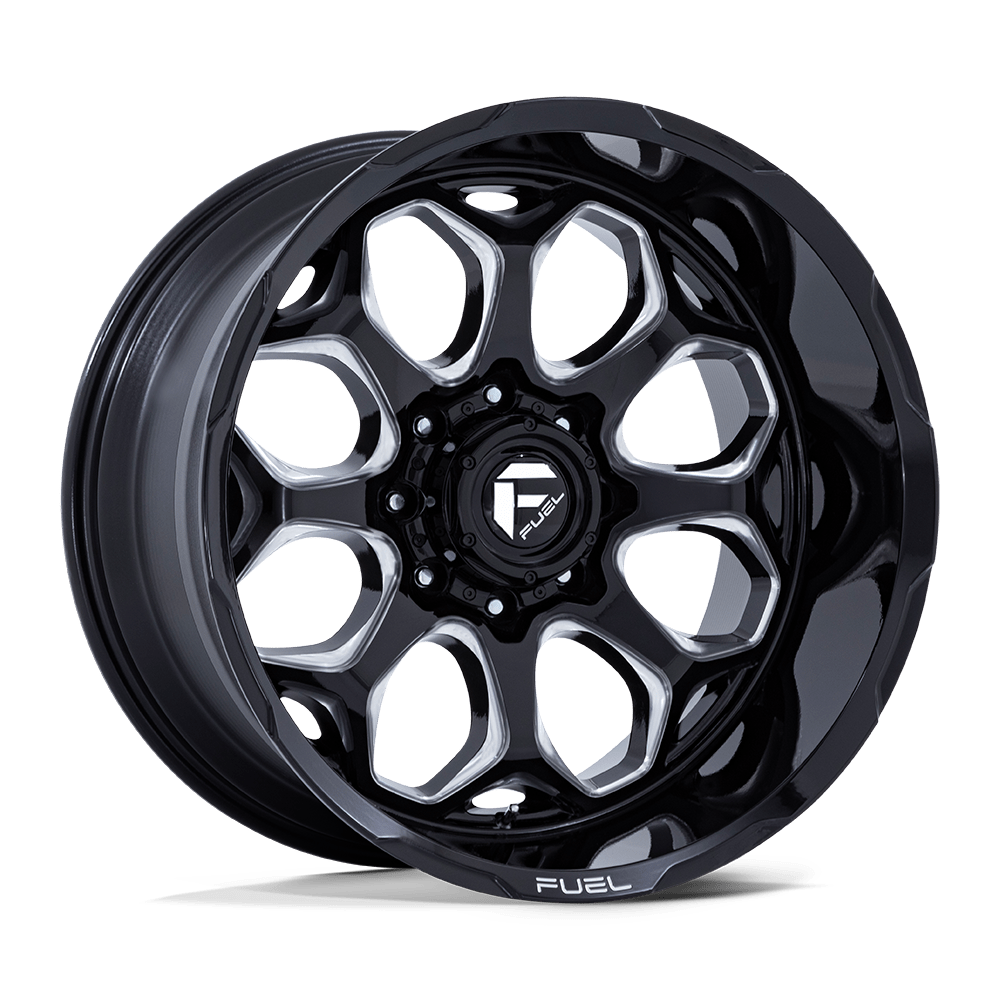 FUEL WHEELS SCEPTER-Wheels-Fuel Wheels-GLOSS BLACK MILLED-20&quot; diameter - 20X9 1mm offset - 5X127 bolt pattern-Black Market UTV