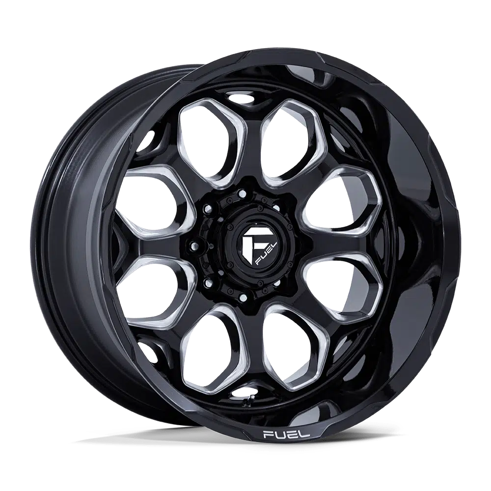 FUEL WHEELS SCEPTER-Wheels-Fuel Wheels-GLOSS BLACK MILLED-20" diameter - 20X9 1mm offset - 5X127 bolt pattern-Black Market UTV