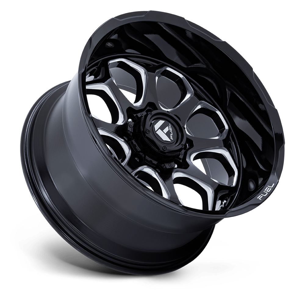 FUEL WHEELS SCEPTER-Wheels-Fuel Wheels-GLOSS BLACK MILLED-20&quot; diameter - 20X9 1mm offset - 5X127 bolt pattern-Black Market UTV