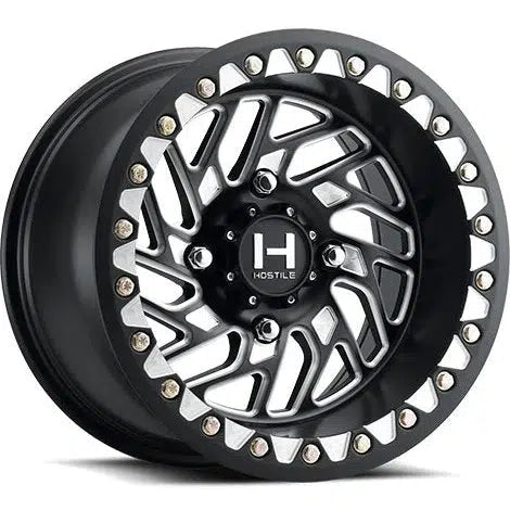 H316 JIGSAW UTV BEADLOCK WHEEL (SATIN BLACK MILLED)-Wheels-Hostile-15x7 (13mm)-4x137-Black Market UTV