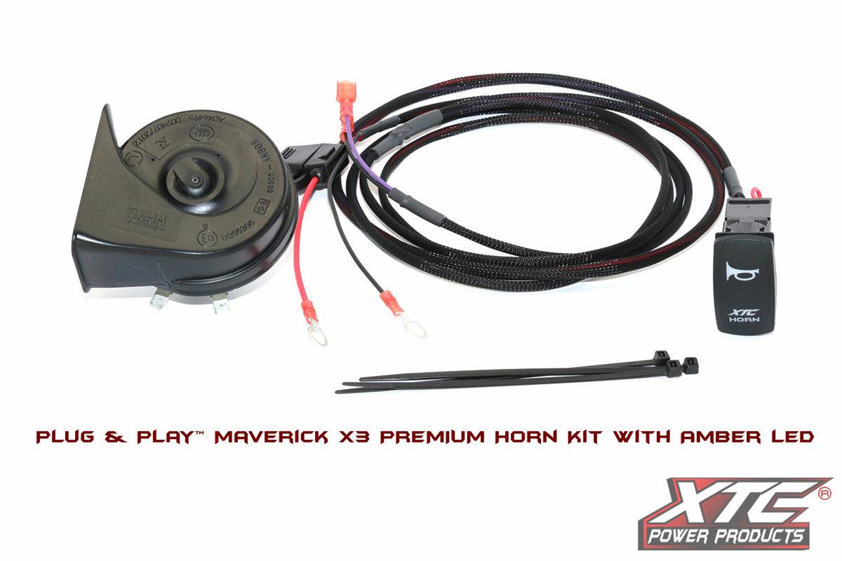 CAN AM MAVERICK R / X3 PLUG &amp; PLAY HORN KIT WITH AMBER LED ROCKER SWITCH-Switch-XTC-Black Market UTV