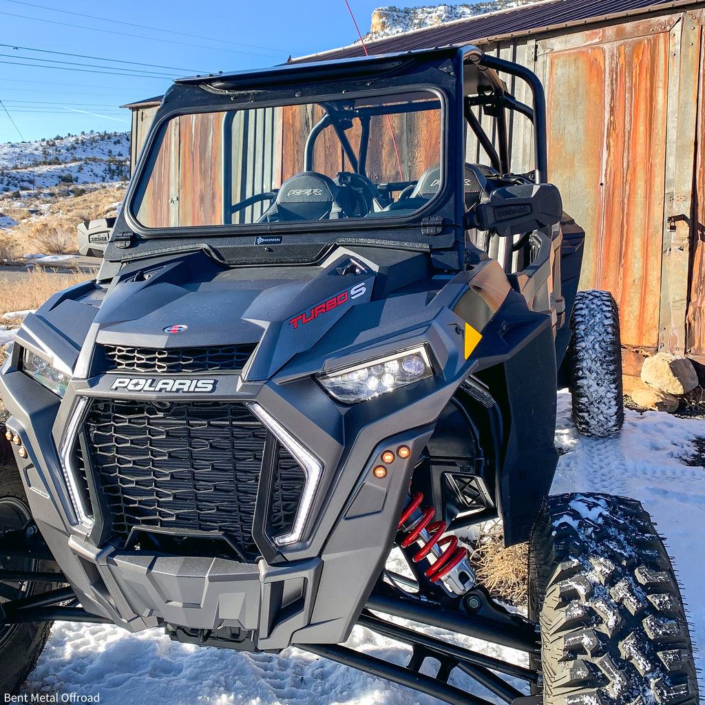 POLARIS RZR TURBO S VENTED GLASS WINDSHIELD-Windshield-Bent Metal Offroad-Black-Black Market UTV