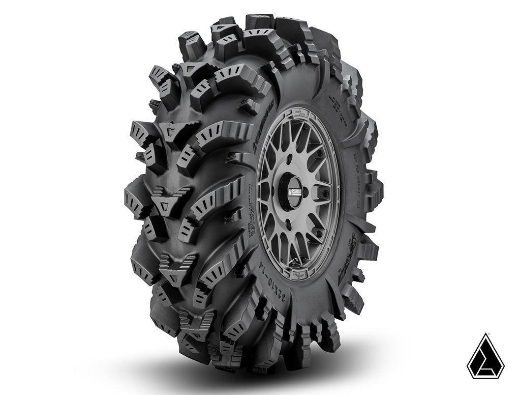 Intimidator Tires 34x10x15 on 15&quot; Matte Titanium Hellfire Wheels 4/136 Pattern-Wheels-Super ATV-Black Market UTV