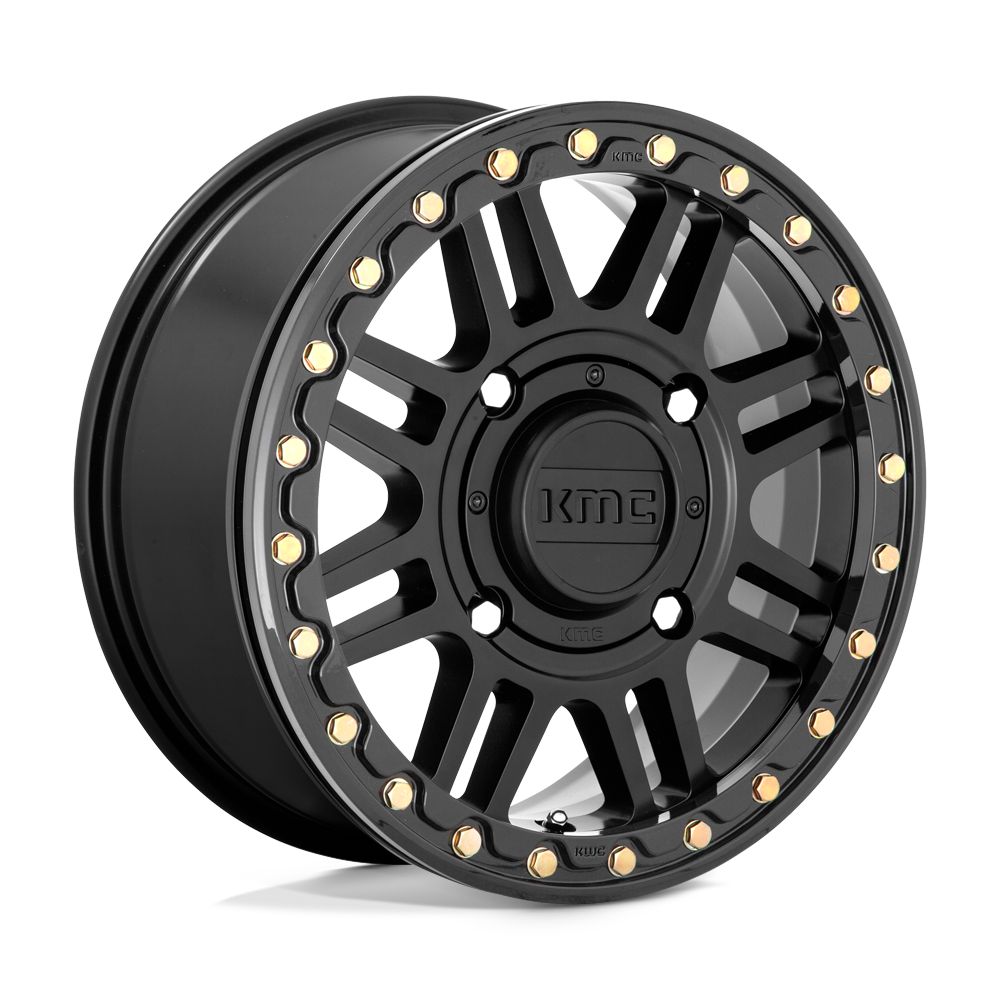 KMC WHEELS KS250 CAGE BEADLOCK-Wheels-KMC-SATIN BLACK W/ GLOSS BLACK RING-15&quot; diameter - 15x6 38mm offset 4x156 bolt pattern-Black Market UTV