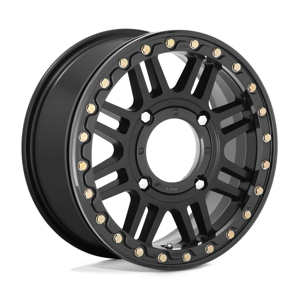 KMC Wheels - Cage Beadlock-Wheels-KMC-SATIN BLACK W/ GLOSS BLACK RING-15" diameter - 15X10 00mm offset - 4X137 bolt pattern-Black Market UTV
