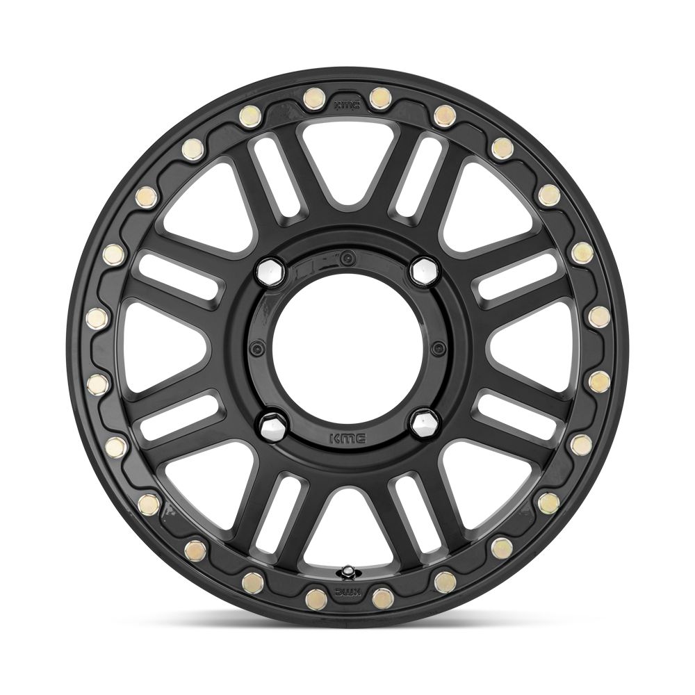 KMC WHEELS KS250 CAGE BEADLOCK-Wheels-KMC-SATIN BLACK W/ GLOSS BLACK RING-15&quot; diameter - 15x6 38mm offset 4x156 bolt pattern-Black Market UTV