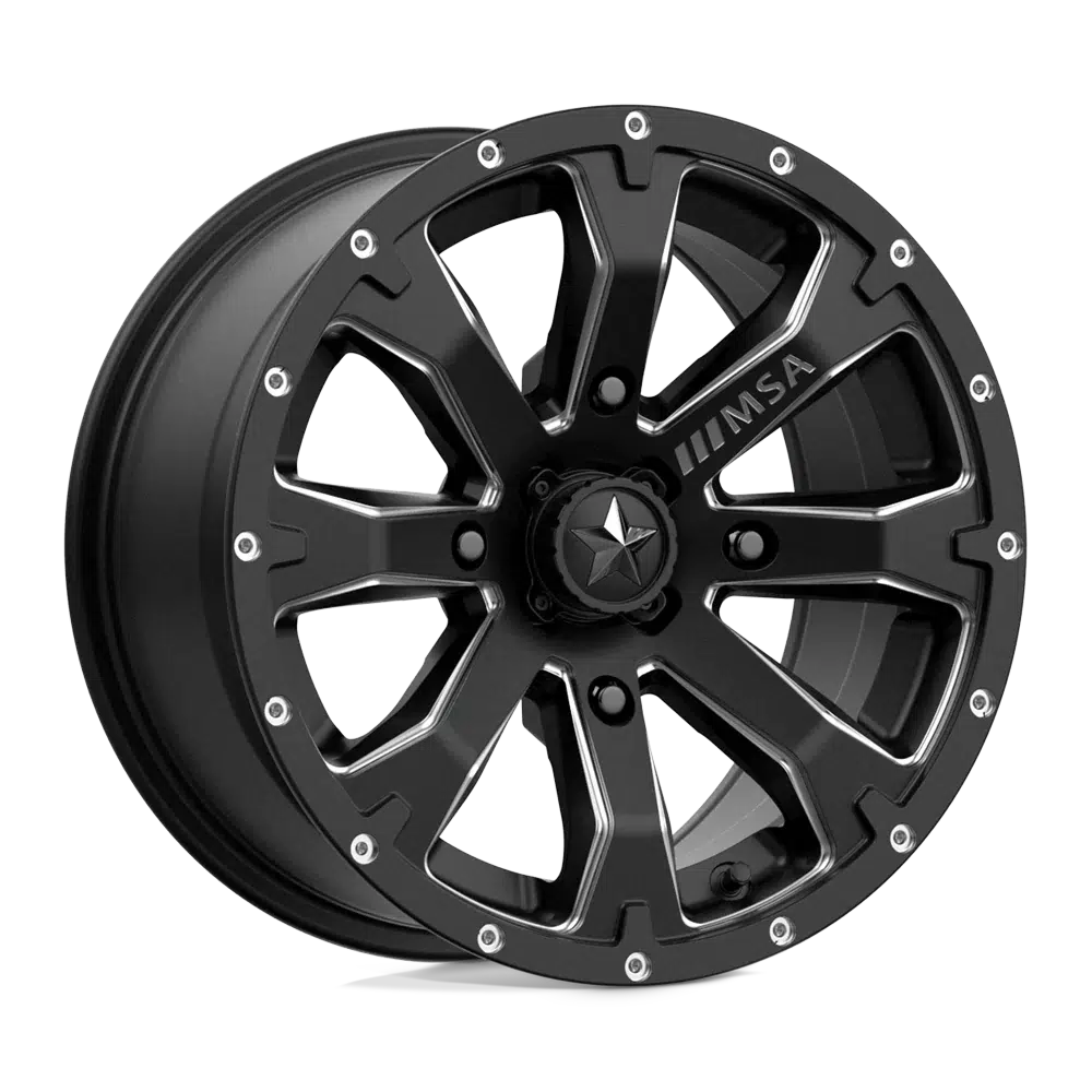MSA BOUNTY WHEEL-Wheels-MSA-SATIN BLACK MILLED-14" diameter - 14X7 10mm offset - 4X110 bolt pattern-Black Market UTV