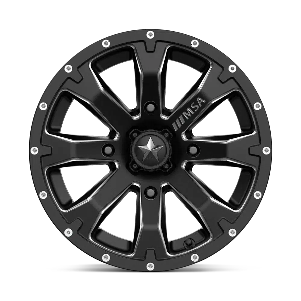 MSA BOUNTY WHEEL-Wheels-MSA-SATIN BLACK MILLED-14&quot; diameter - 14X7 10mm offset - 4X110 bolt pattern-Black Market UTV