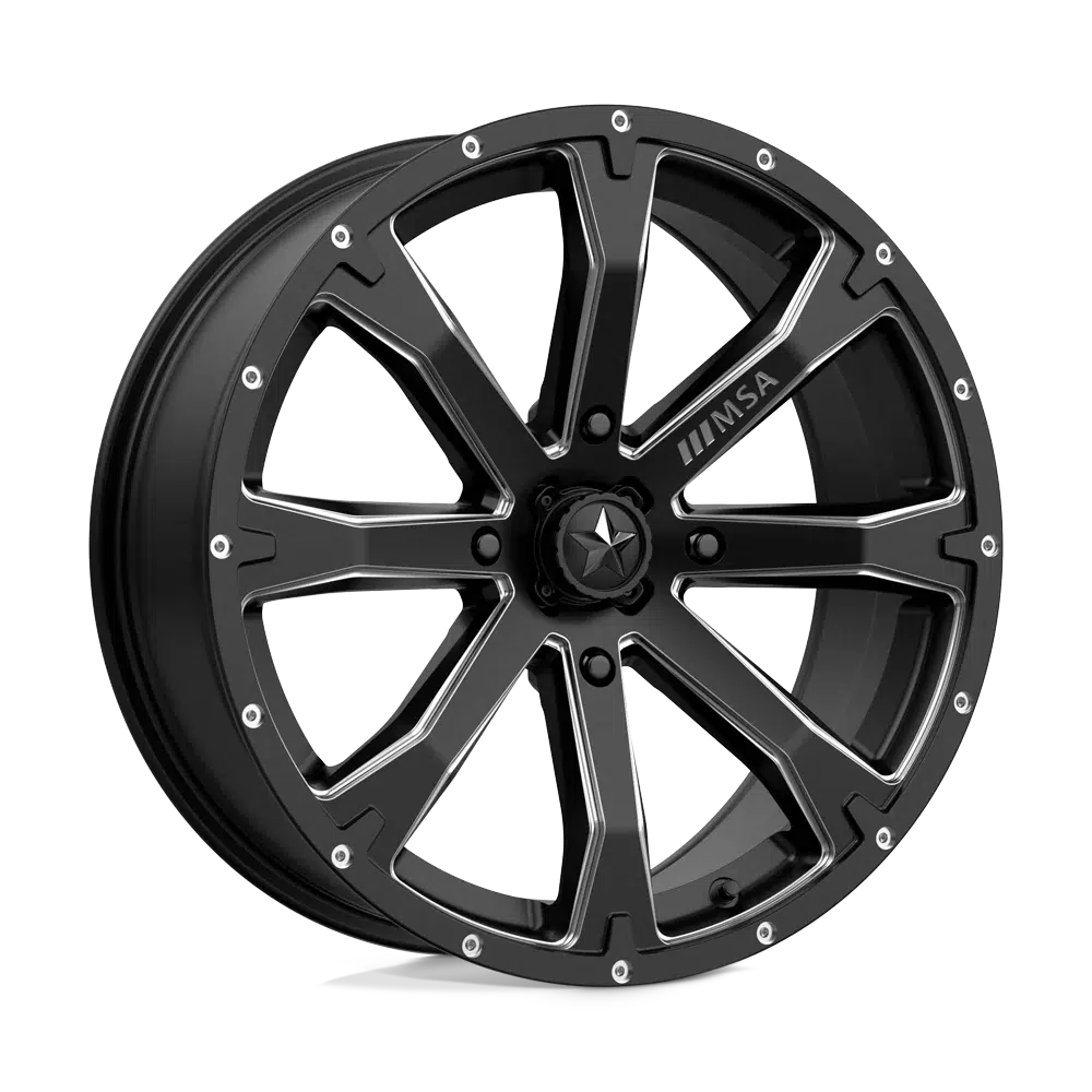 MSA BOUNTY WHEEL-Wheels-MSA-SATIN BLACK MILLED-18&quot; diameter - 18X7 10mm offset - 4X137 bolt pattern-Black Market UTV
