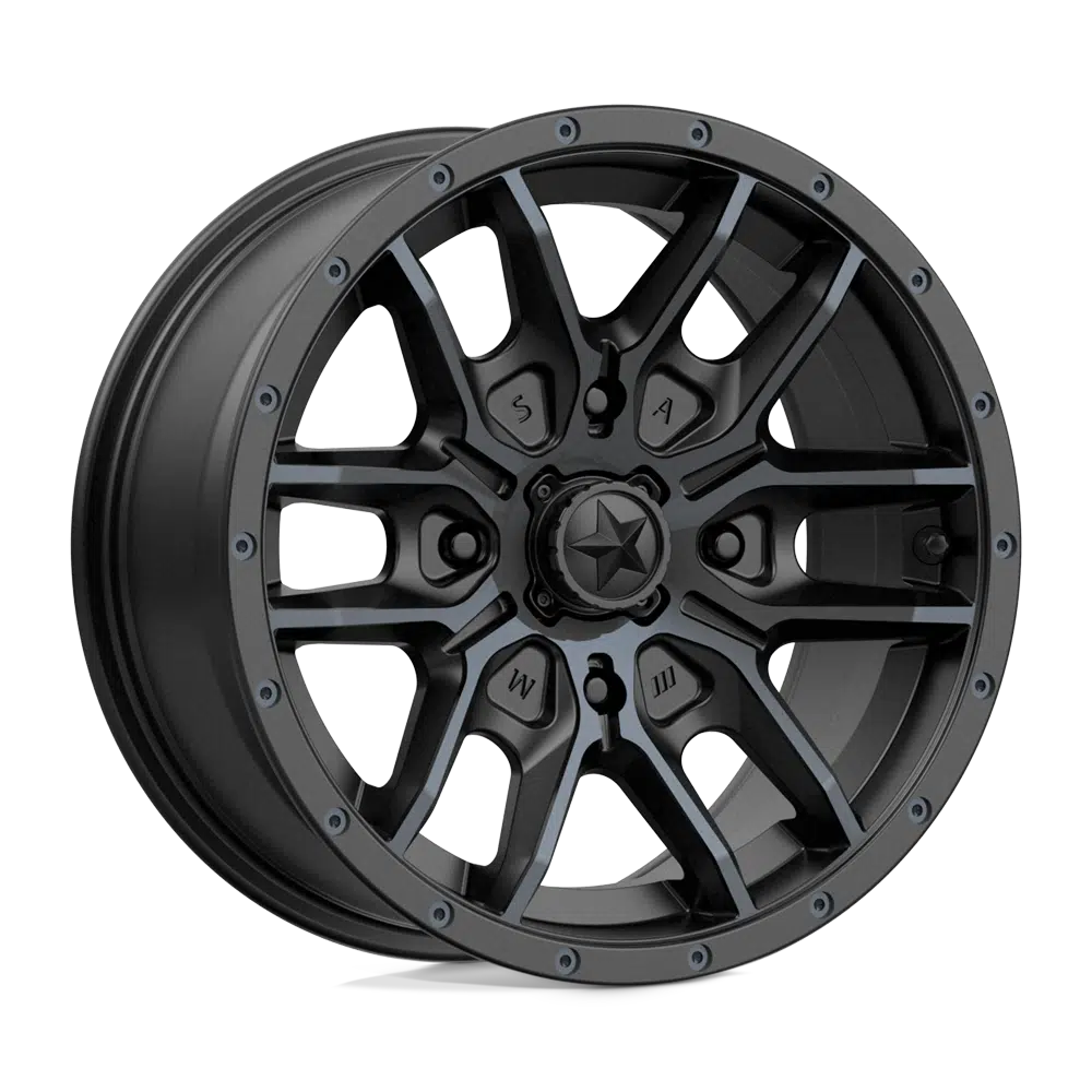 MSA FANG WHEEL-Wheels-MSA-SATIN BLACK W/ TITANIUM TINT-15&quot; diameter - 15X7 10mm offset - 4X110 bolt pattern-Black Market UTV