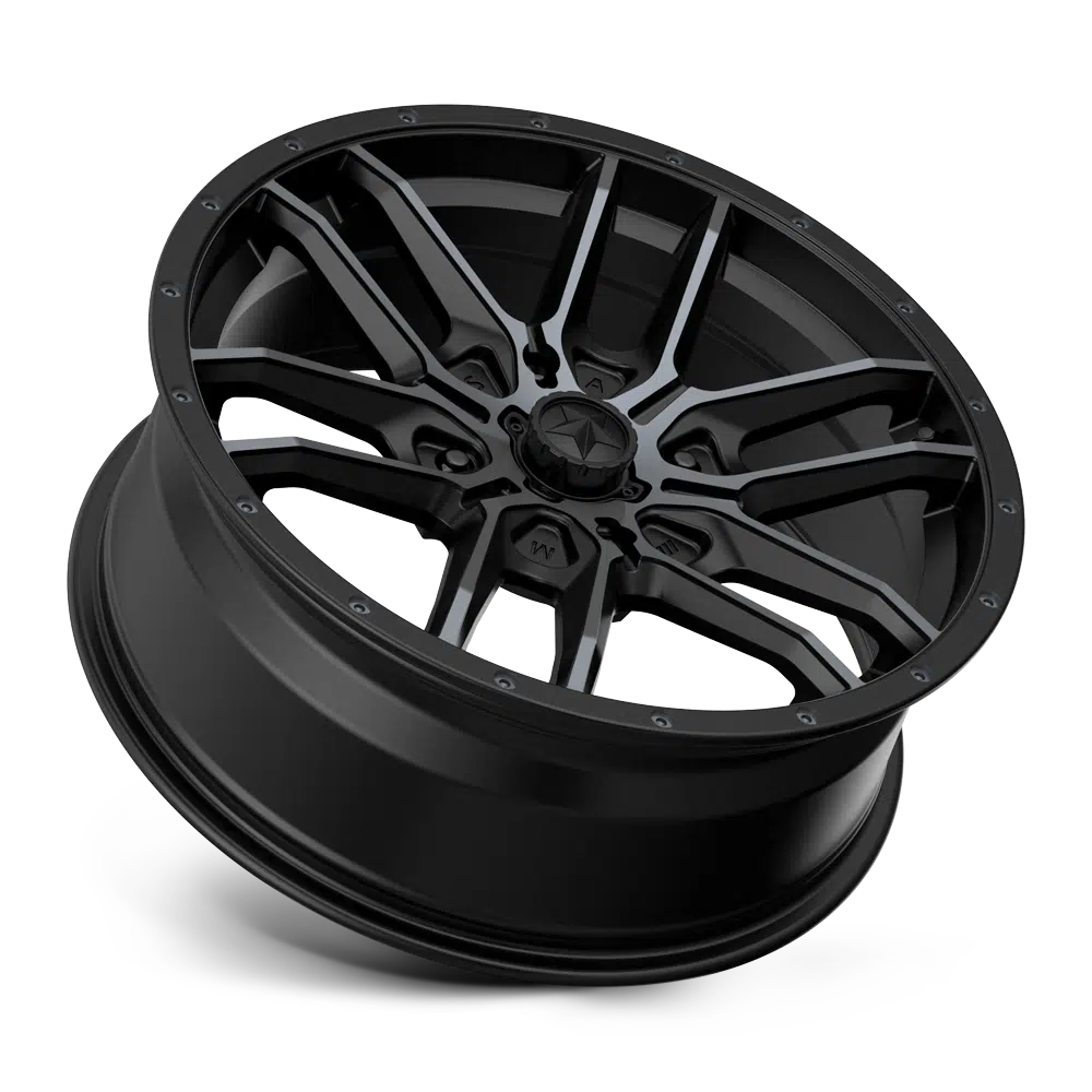 MSA FANG WHEEL-Wheels-MSA-SATIN BLACK W/ TITANIUM TINT-14&quot; diameter - 14X7 10mm offset - 4X110 bolt pattern-Black Market UTV