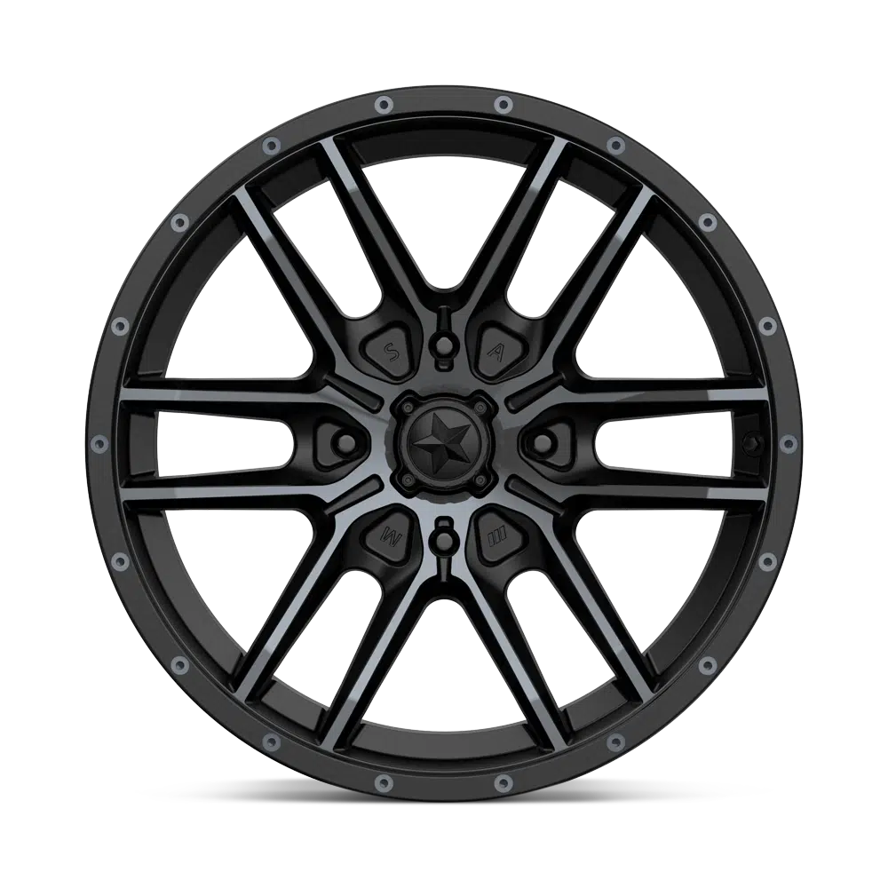 MSA FANG WHEEL-Wheels-MSA-SATIN BLACK W/ TITANIUM TINT-14&quot; diameter - 14X7 10mm offset - 4X110 bolt pattern-Black Market UTV