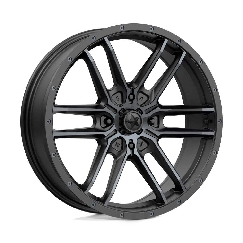 MSA FANG WHEEL-Wheels-MSA-SATIN BLACK W/ TITANIUM TINT-20&quot; diameter - 20X7 10mm offset - 4X137 bolt pattern-Black Market UTV
