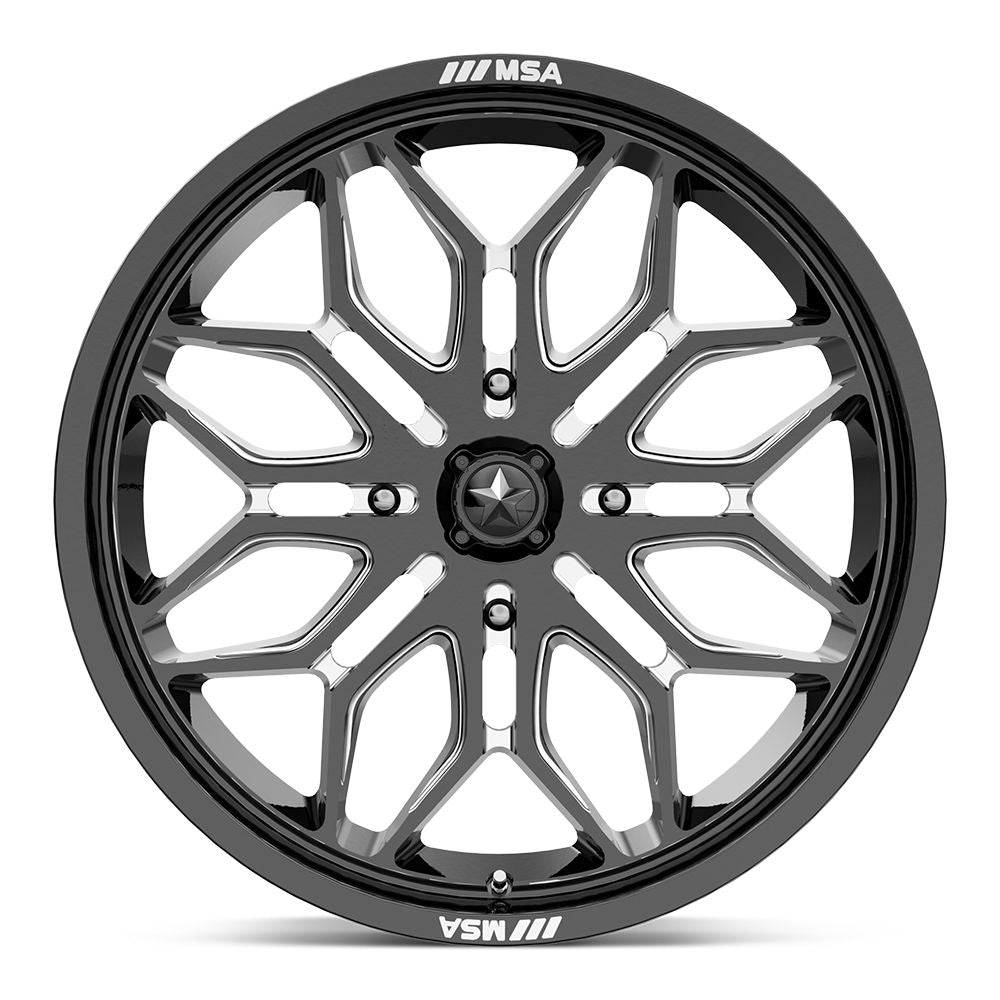 MSA SNIPER WHEEL-Wheels-MSA-GLOSS BLACK MILLED-18&quot; diameter - 18X7 10mm offset - 4X110 bolt pattern-Black Market UTV