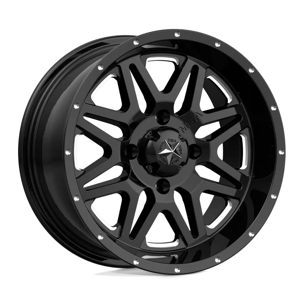 MSA VIBE WHEEL-Wheels-MSA-GLOSS BLACK MILLED-14&quot; diameter - 14X7 00mm offset - 4X110 bolt pattern-Black Market UTV