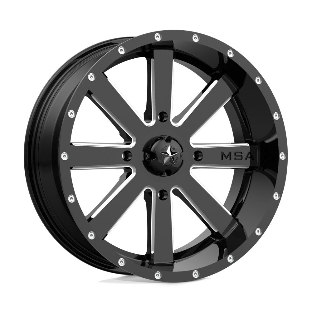 MSA FLASH WHEEL-Wheels-MSA-GLOSS BLACK MILLED-18&quot; diameter - 18X7 00mm offset - 4X137 bolt pattern-Black Market UTV