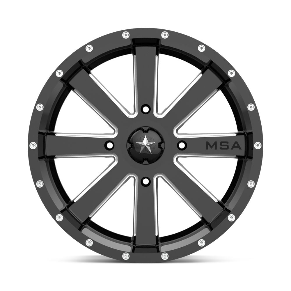 MSA FLASH WHEEL-Wheels-MSA-GLOSS BLACK MILLED-18&quot; diameter - 18X7 00mm offset - 4X137 bolt pattern-Black Market UTV