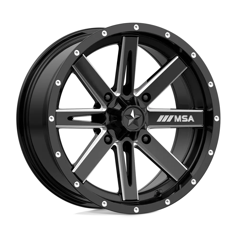MSA BOXER WHEEL-Wheels-MSA-GLOSS BLACK MILLED-16&quot; diameter - 16X7 10mm offset - 4X137 bolt pattern-Black Market UTV