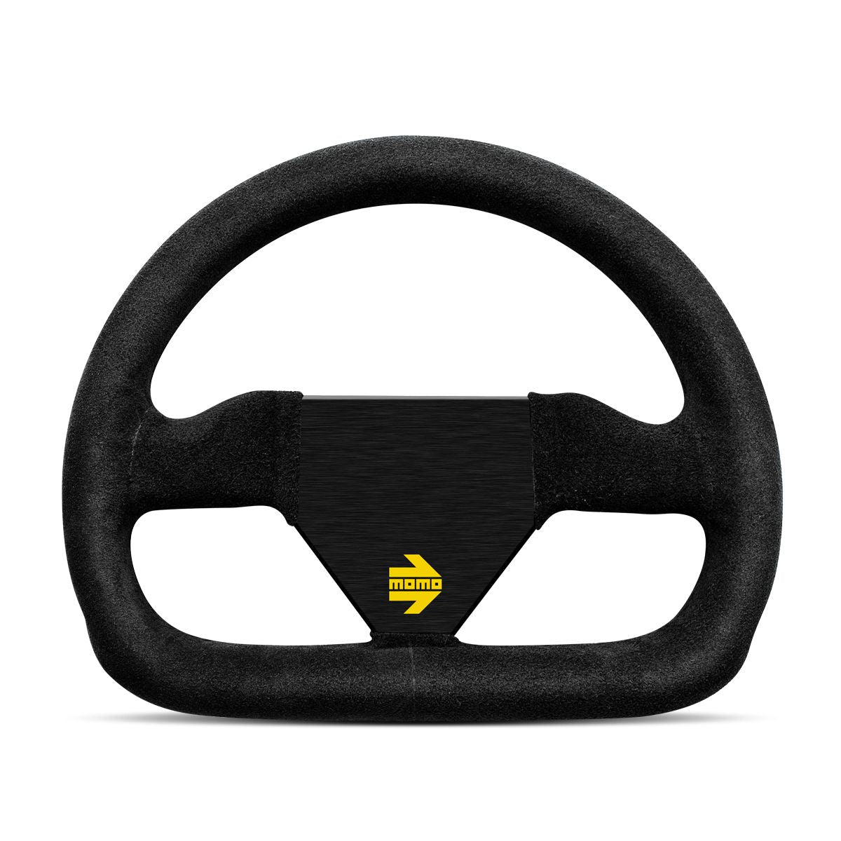 MOMO MOD.12 Black Suede Steering Wheel-Steering Wheel-MOMO-250mm-Black Suede-Brushed Black Anodized-Black Market UTV