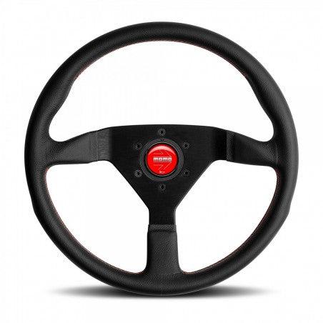MOMO Monte Carlo 320mm Black Leather Red Horn Steering Wheel