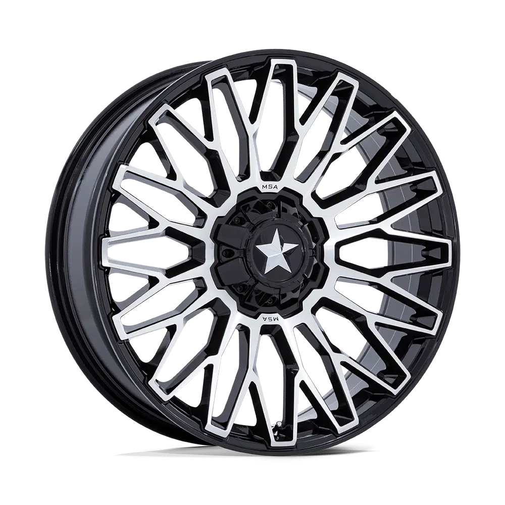 MSA CLUBBER WHEEL-Wheels-MSA-GLOSS BLACK MACHINED-14&quot; diameter - 14X7 10mm offset - 4X137/4X156 bolt pattern-Black Market UTV