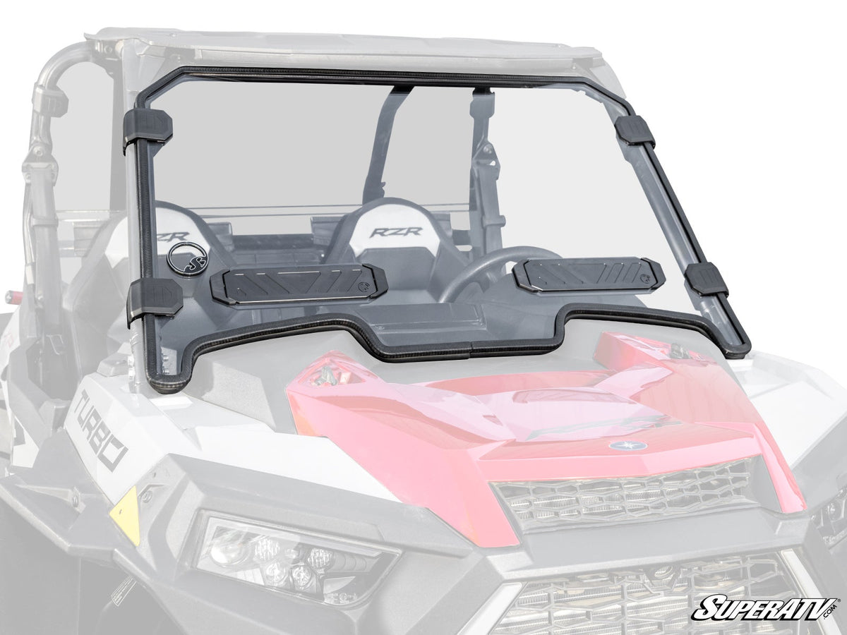 Polaris RZR XP 1000 Vented Full Windshield-Windshield-Super ATV-2014-2018-Scratch Resistant Polycarbonate - Clear-Black Market UTV