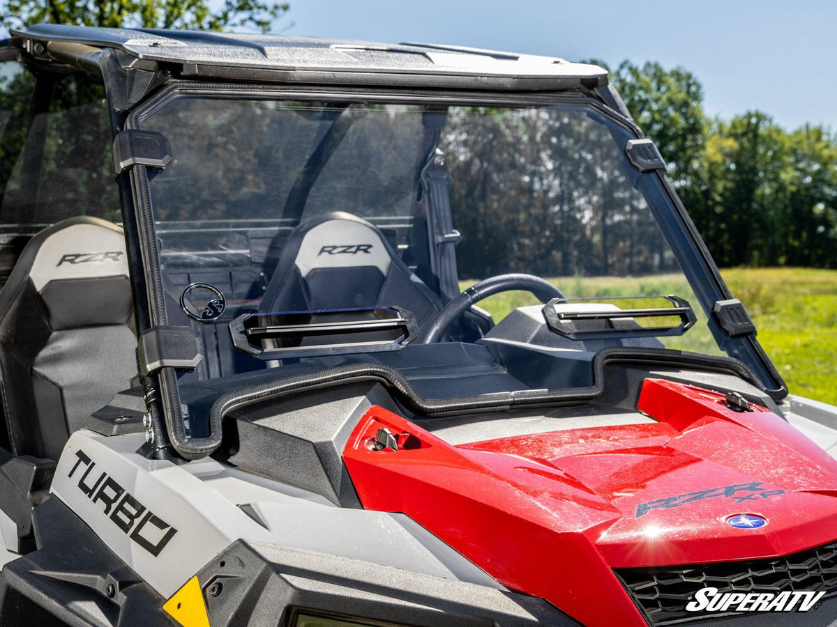 Polaris RZR XP 1000 Vented Full Windshield-Windshield-Super ATV-2014-2018-Scratch Resistant Polycarbonate - Clear-Black Market UTV