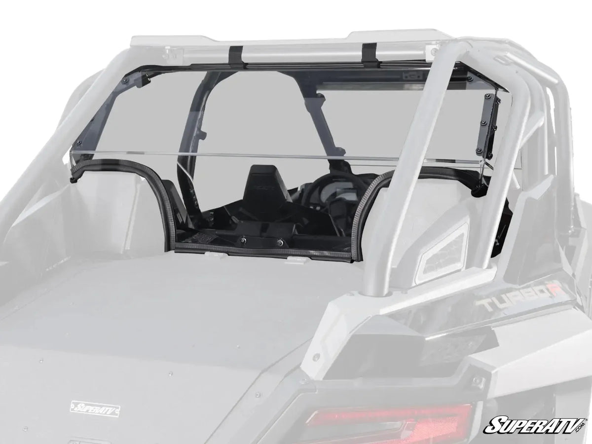 Polaris RZR Turbo R Rear Windshield-Windshield-Super ATV-4 Seat with Rockford Fosgate Audio-Standard Polycarbonate - Light Tint-Black Market UTV
