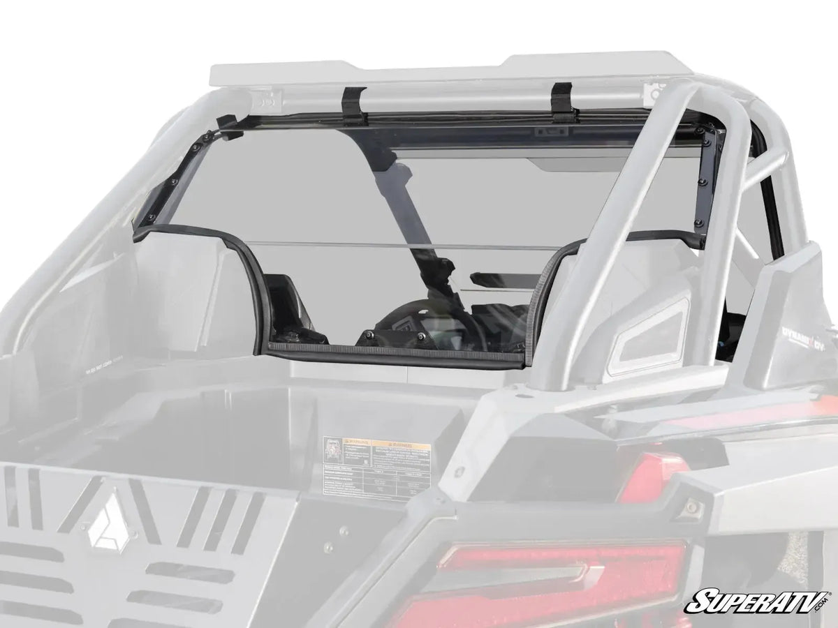 Polaris RZR Turbo R Rear Windshield-Windshield-Super ATV-2 Seat with Rockford Fosgate Audio-Standard Polycarbonate - Light Tint-Black Market UTV