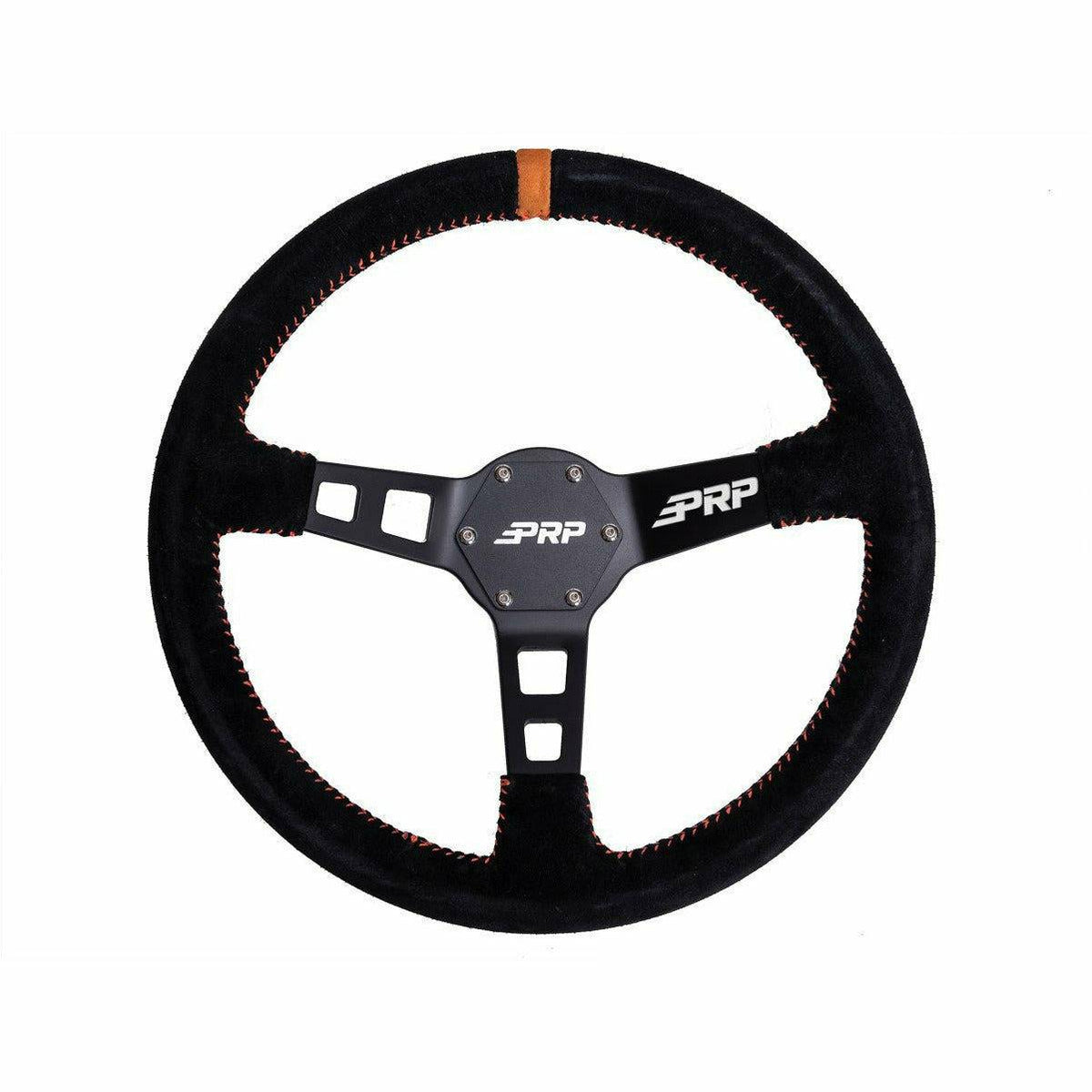 PRP - FLAT STEERING WHEEL (SUEDE)-Steering Wheel-PRP Seats-Orange-Black Market UTV