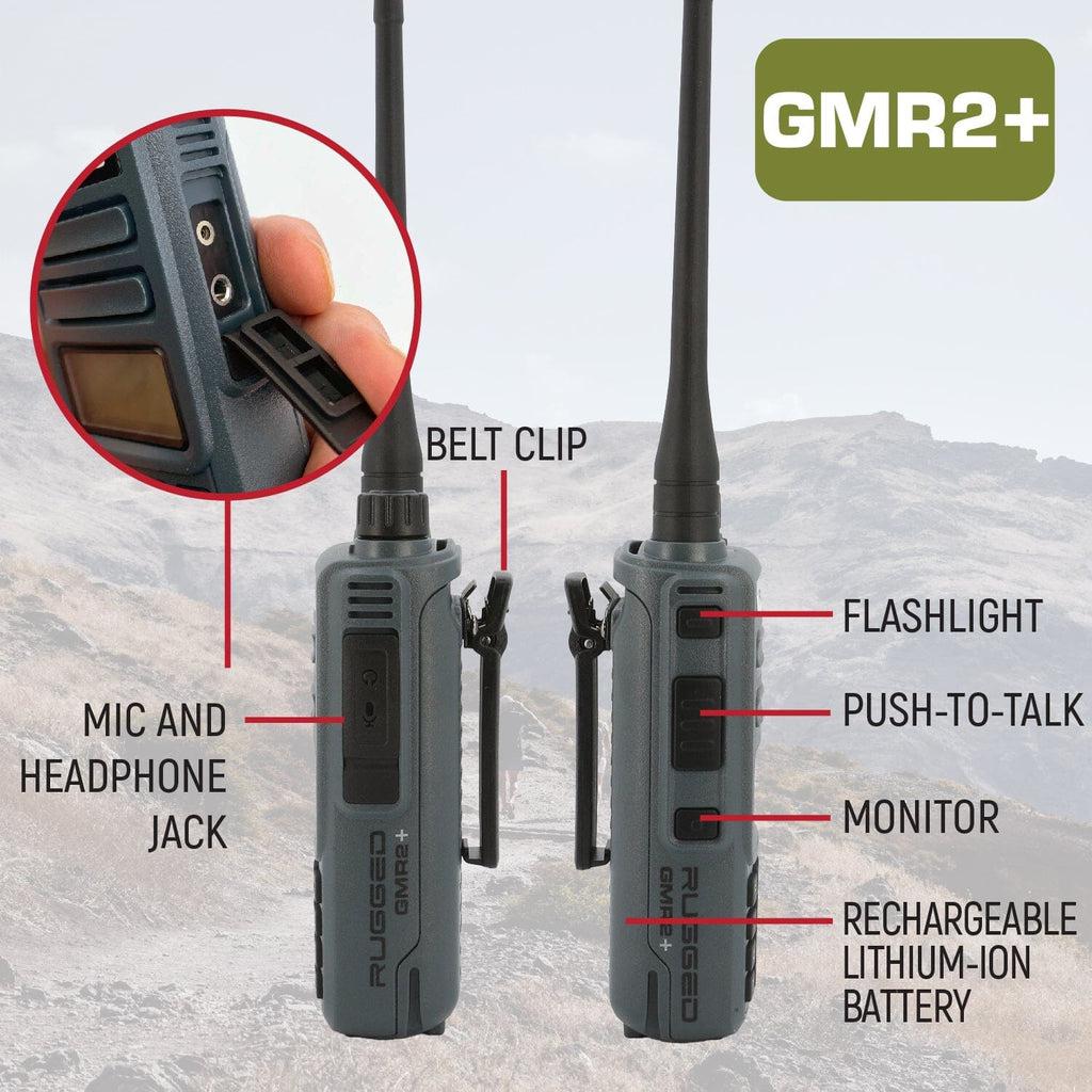 2 PACK - RUGGED GMR2 PLUS GMRS AND FRS TWO WAY HANDHELD RADIOS - GREY-Radio-Rugged Radio-Black Market UTV