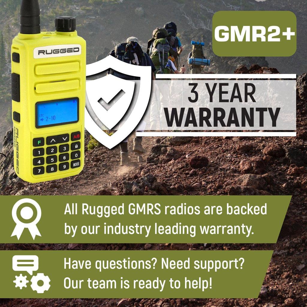 2 PACK - RUGGED GMR2 PLUS GMRS AND FRS TWO WAY HANDHELD RADIOS - HIGH VISIBILITY SAFETY YELLOW-Radio-Rugged Radio-Black Market UTV