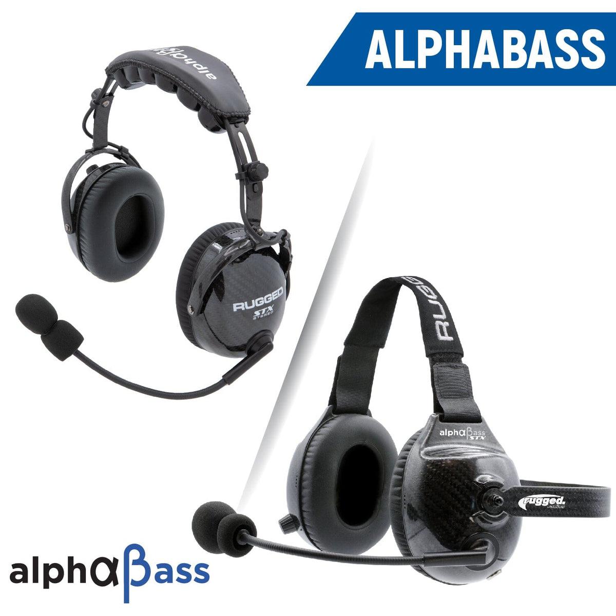 AlphaBass Carbon Fiber Headset for STEREO and OFFROAD Intercoms-INTERCOM SYSTEM-Rugged Radio-Over The Head-Black Market UTV