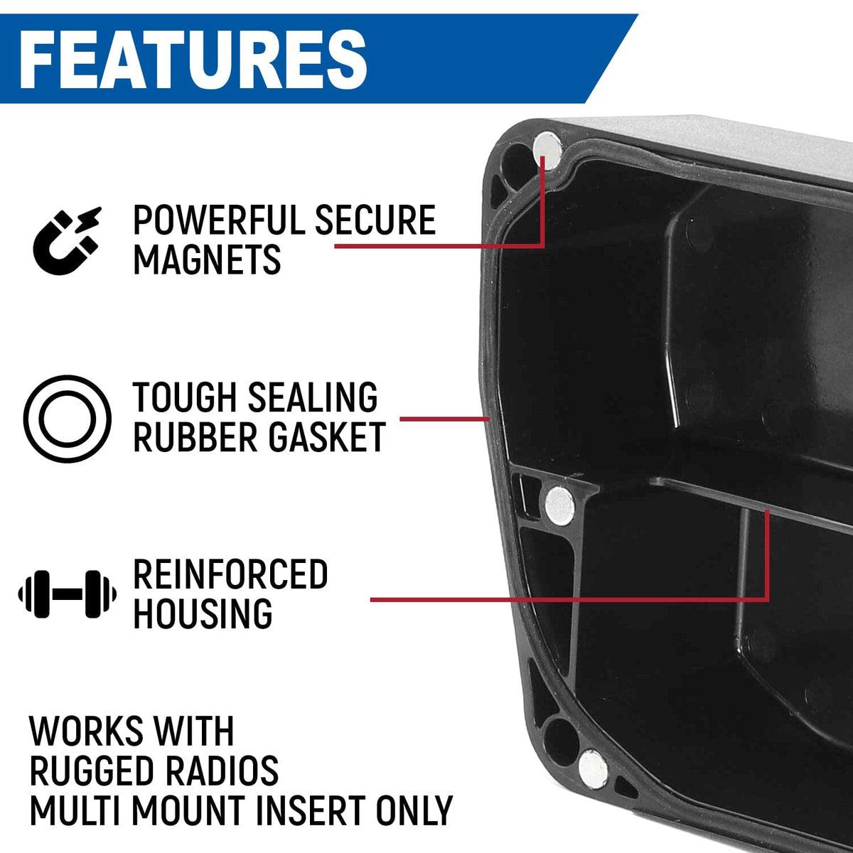 Magnetic Radio &amp; Intercom Cover for Rugged Radios Multi Mount Insert-Intercom Cover-Rugged Radio-Black Market UTV