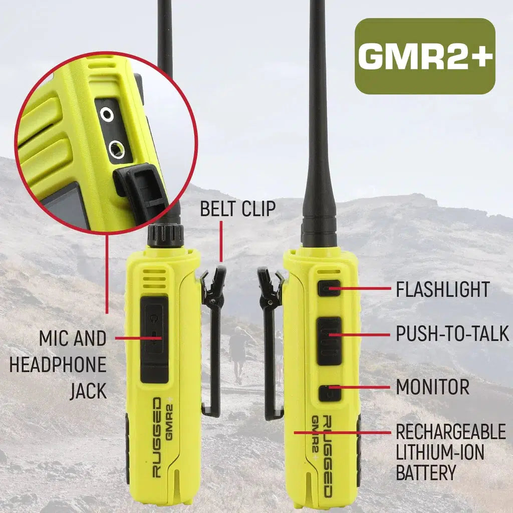 RUGGED RADIOS - GMR2 PLUS GMRS AND FRS TWO WAY HANDHELD RADIO-Radio-Rugged Radio-Grey-Black Market UTV