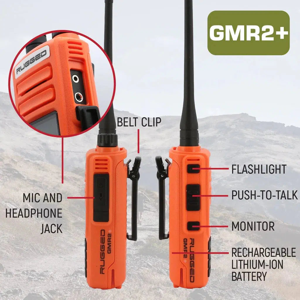 RUGGED RADIOS - GMR2 PLUS GMRS AND FRS TWO WAY HANDHELD RADIO-Radio-Rugged Radio-Grey-Black Market UTV