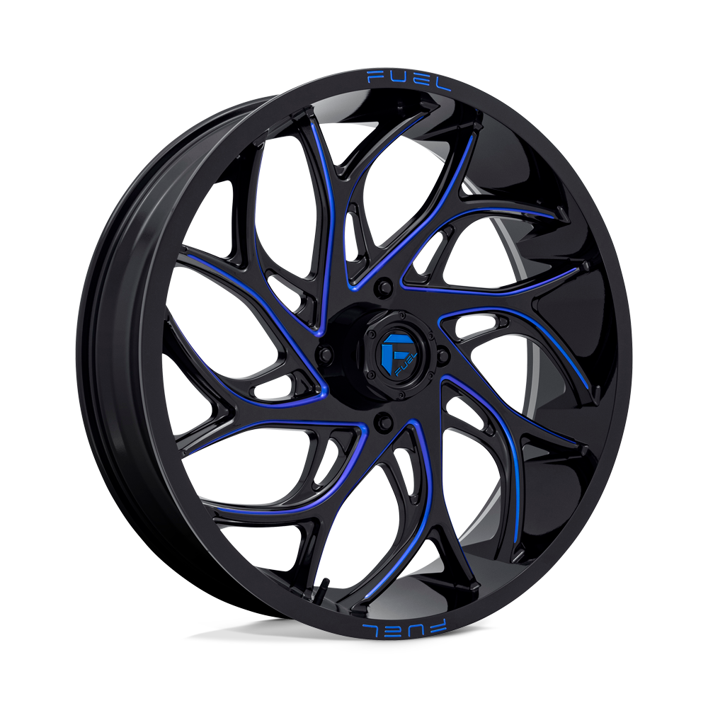 FUEL WHEELS RUNNER UTV-Wheels-Fuel Wheels-GLOSS BLACK MILLED CANDY BLUE-18&quot; diameter - 18X7 13mm offset - 4X137 bolt pattern-Black Market UTV